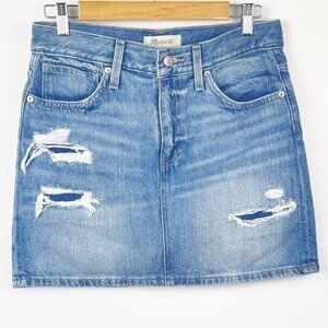 Madewell Blue Distressed Mini Skirt